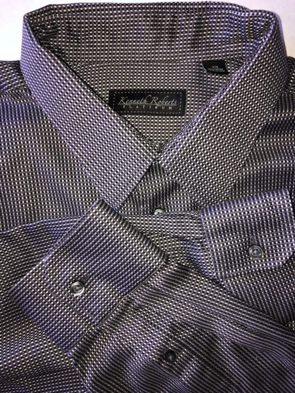 Kenneth Roberts Platinum Mens Long Sleeve Dress Shirt 100% Cotton Geometric XXL